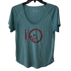 IO Blue Green Scoop Neck Short Sleeve T Shirt Tee